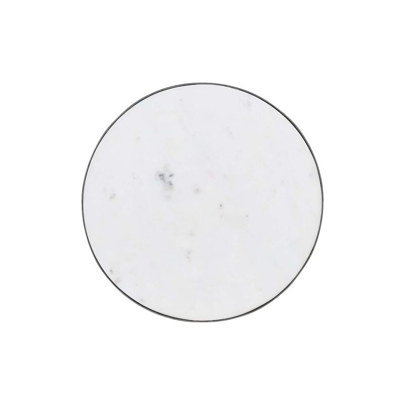 Circularity Modern Luxury Marble and Iron 15" Round Chairside Pedestal End Table