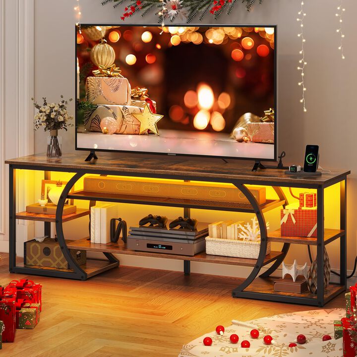 TV Stand for 65/70Inch TV,LED TV Stands fo Living Room w/Power Outlet