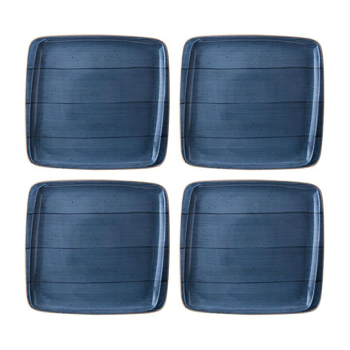 Dusk 6.25" x 5.75" Square Blue Porcelain Plate (Set of 4)