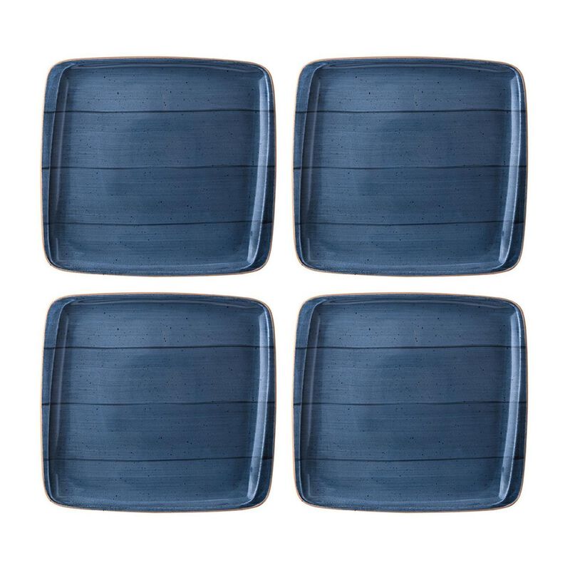 Dusk 6.25" x 5.75" Square Blue Porcelain Plate (Set of 4)