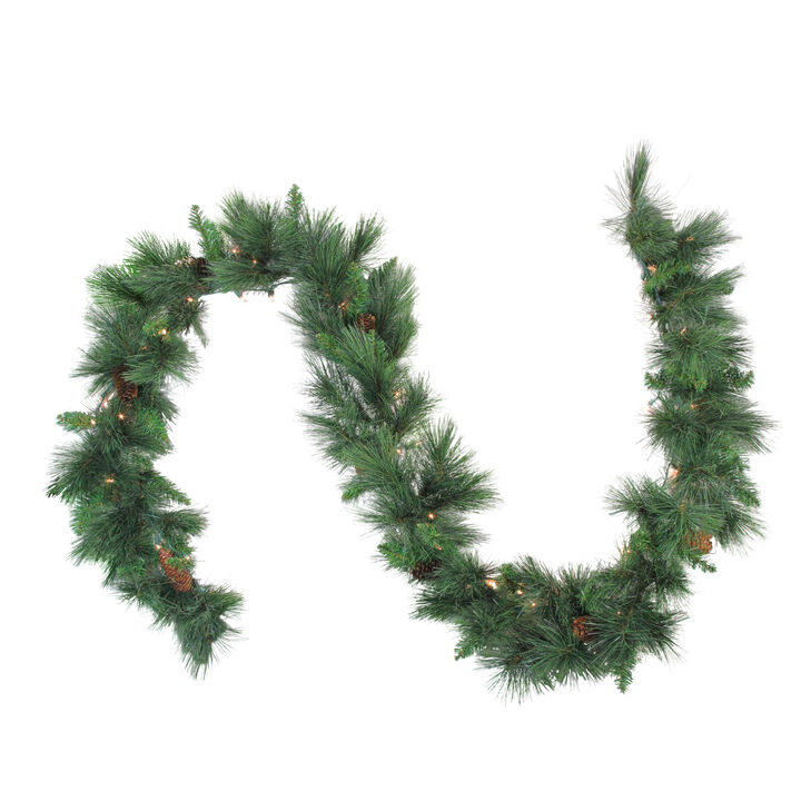 9' x 14" Pre-Lit White Valley Pine Artificial Christmas Garland - Clear Lights