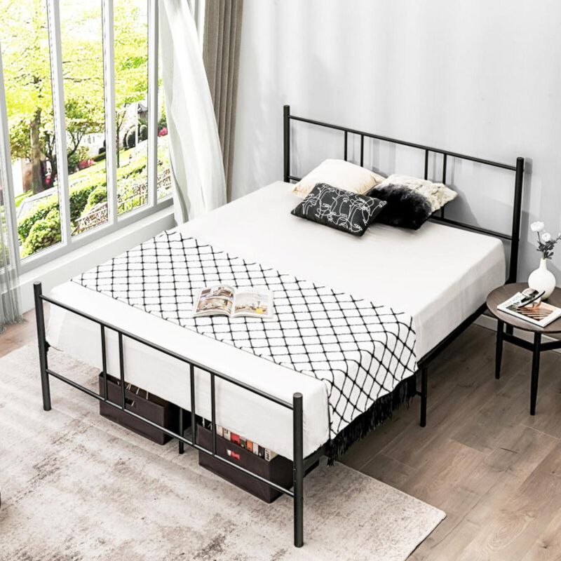 Hivvago Heavy-duty Platform Bed Frame with High Headboard