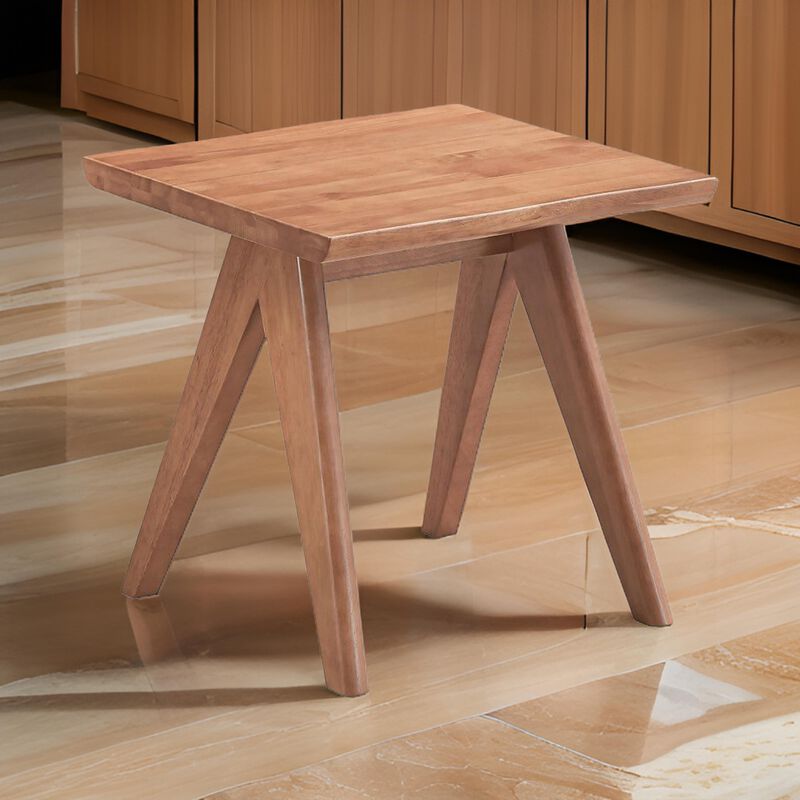 Tina 22 Inch Side End Accent Table, Angled Legs, Natural Wood Brown Finish - Benzara