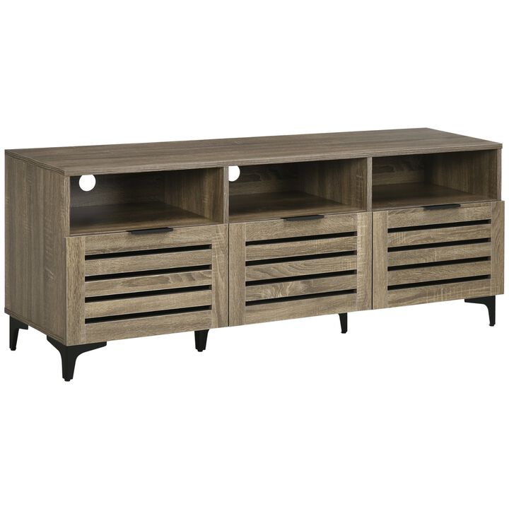 Gray Media Console: TV Stand for 65" TVs with Drawers & Shelves