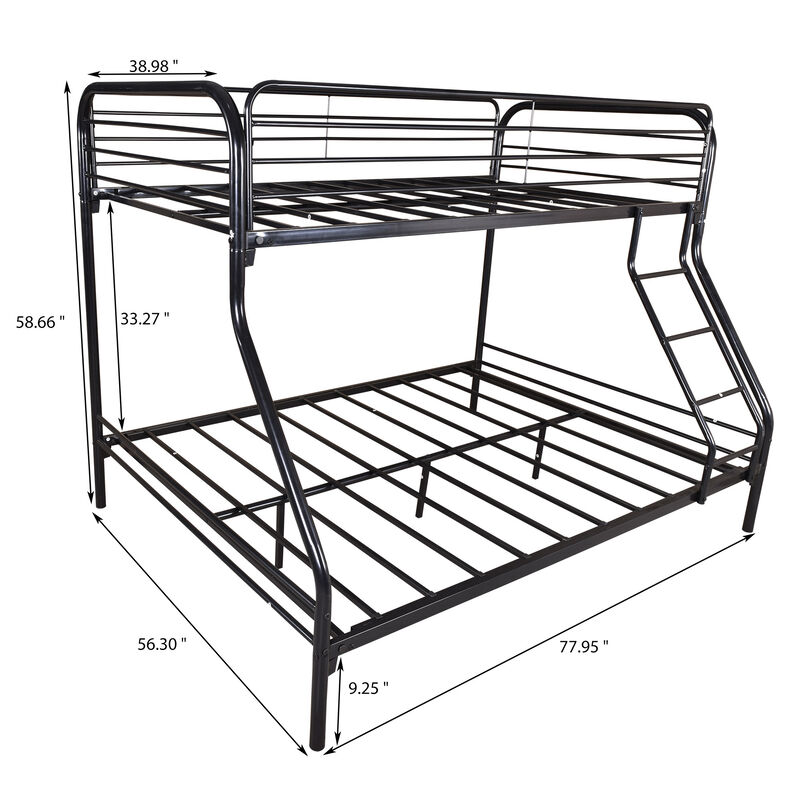 Hivvago Heavy Duty Full Metal Easy Assembly Bunk Bed Frame with Guardrail and Stairs