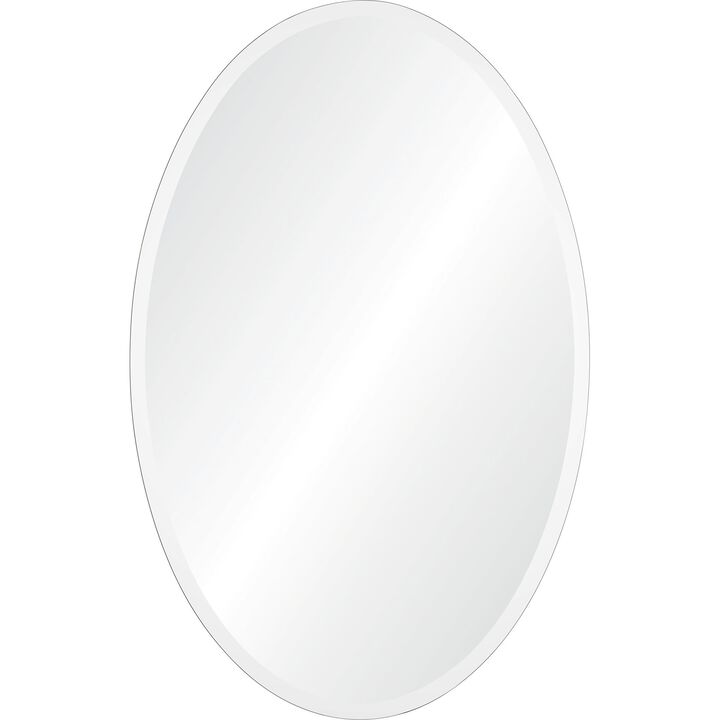 36" Clear Polished Unframed Beveled Oval Wall Mirror