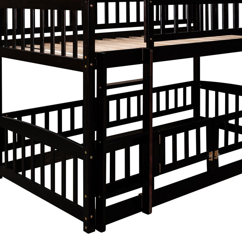 Merax Bunk Bed with Fence and Ladder for Kids Teens