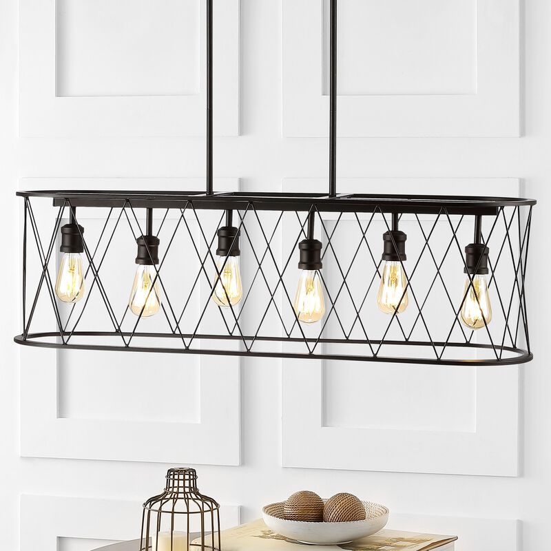 Marion 6-Light Adjustable Iron Farmhouse Rustic LED Dimmable Pendant