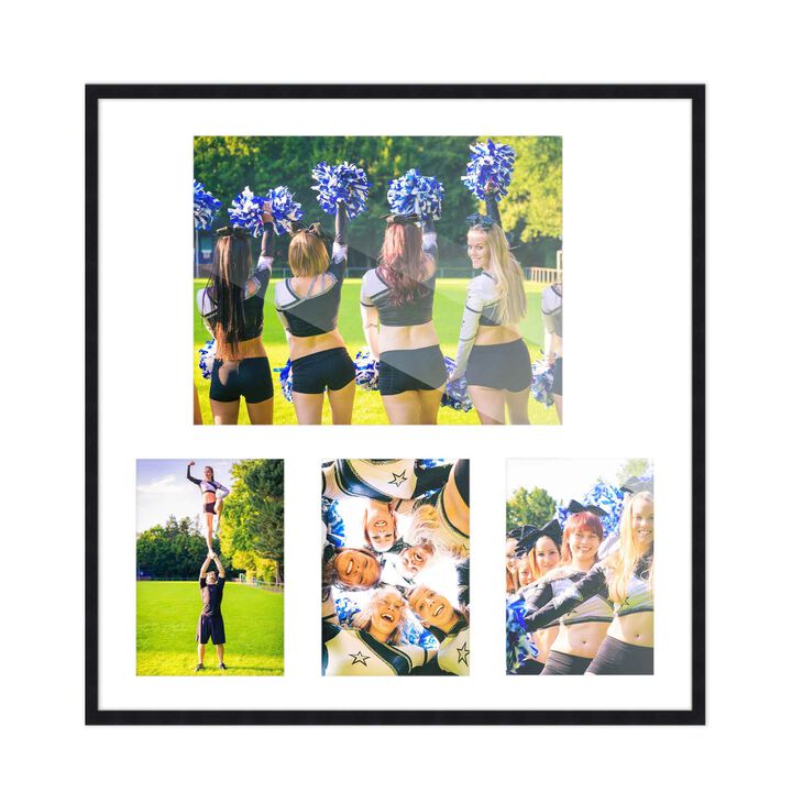 14.5x16 Wood Collage Frame with a White Mat for 8x10 & 4x6 Pictures