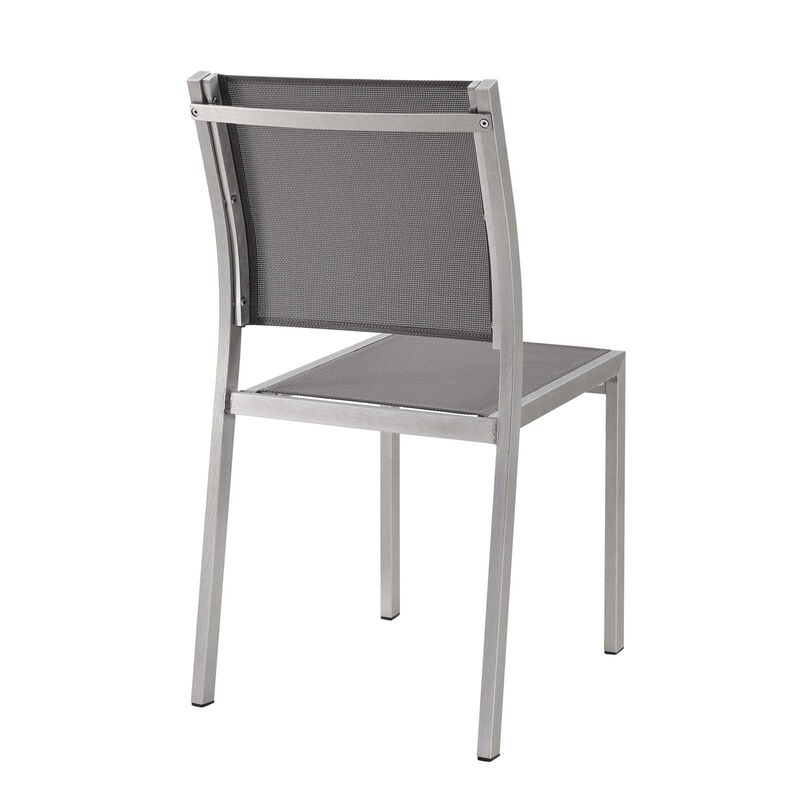 Modway Shore Aluminum Mesh Outdoor Patio Dining Accent Side Chair in Silver Gray