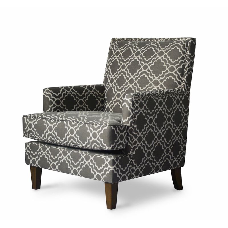 Jofran Aubrey Contemporary Geometric Upholstered Accent Chair with Nailhead Trim