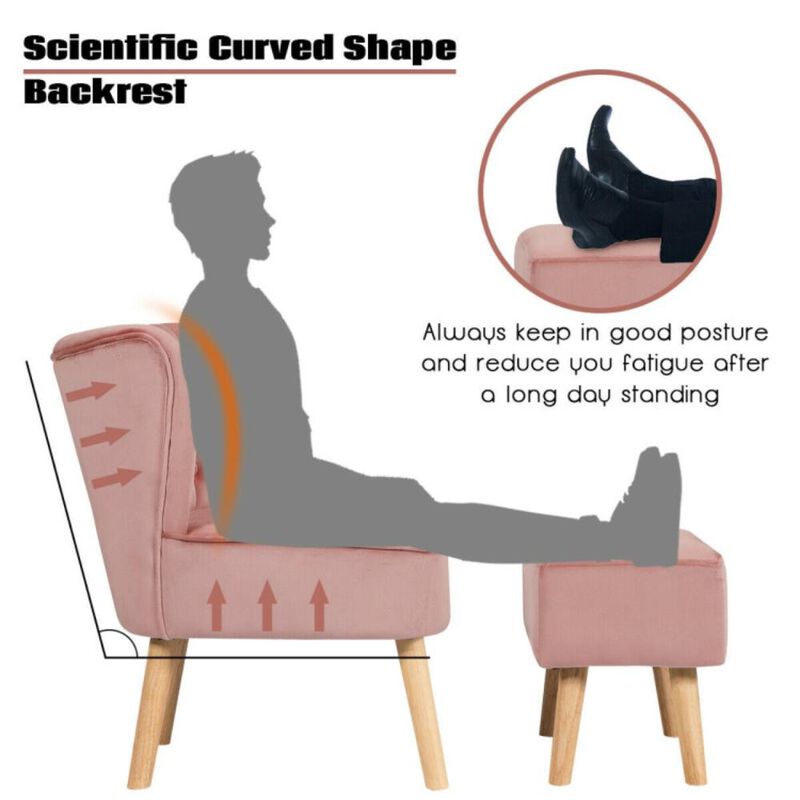 Hivvago Modern Accent Chair Ottoman Set with Footstool