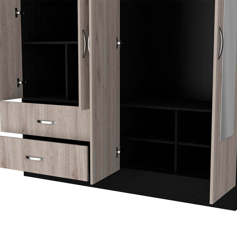 Armoire Ron, Bedroom, Black / Light Gray