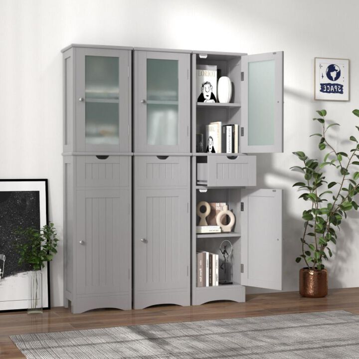 Hivvago Tall Floor Storage Cabinet with 2 Doors and 1 Drawer for Bathroom