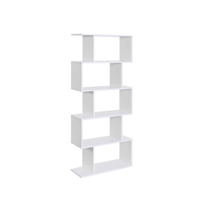 Wooden 5-Tier Display Shelf – Freestanding White Bookcase