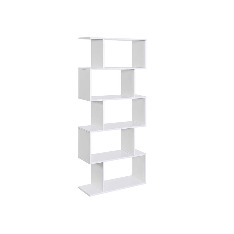 Wooden 5-Tier Display Shelf – Freestanding White Bookcase