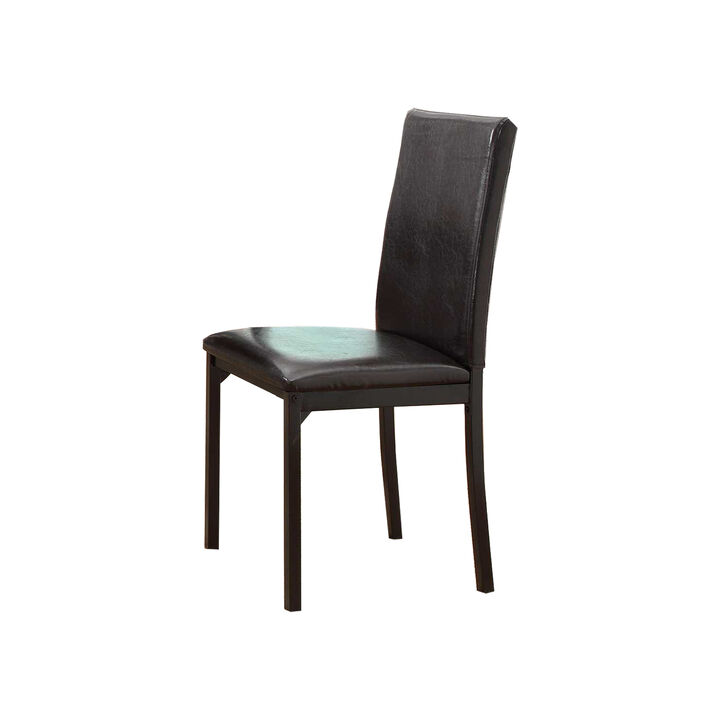 Leatherette Upholstered Counter Height Metal Frame Side Chair, Dark Brown (Set of 4)-Benzara