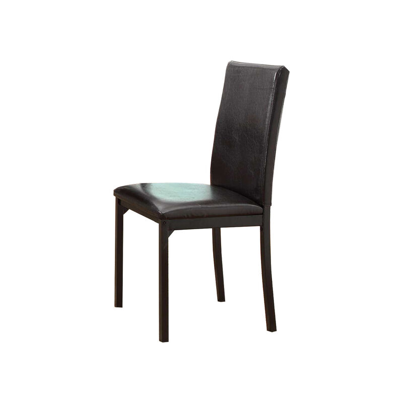 Leatherette Upholstered Counter Height Metal Frame Side Chair, Dark Brown (Set of 4)-Benzara