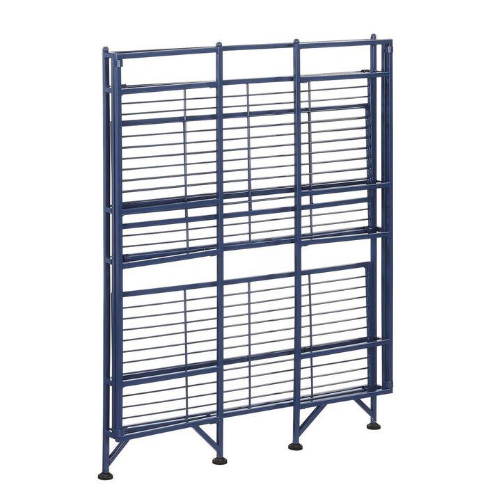 Convenience Concepts Xtra Storage 3 Tier Wide Folding Metal Shelf Cobalt Blue