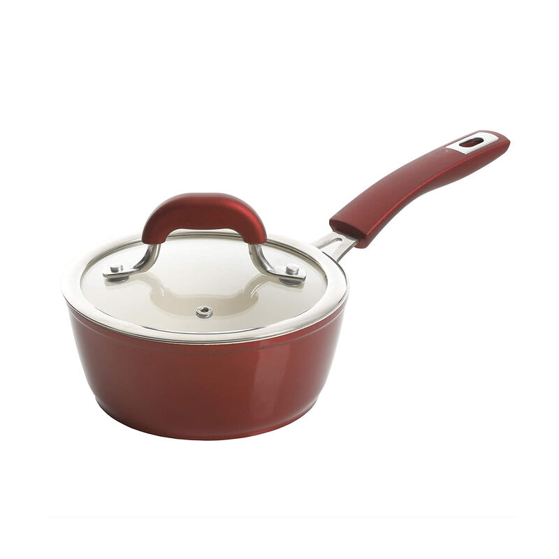 Kenmore Arlington 12 Piece Aluminum Ceramic Coated Nonstick Cookware Set in Metallic Red