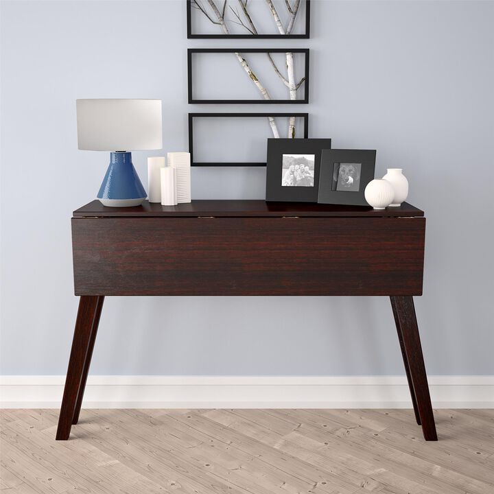 COSCO 30" x 48" Wooden Drop Leaf Multi-Purpose Table, Dark Mahogany