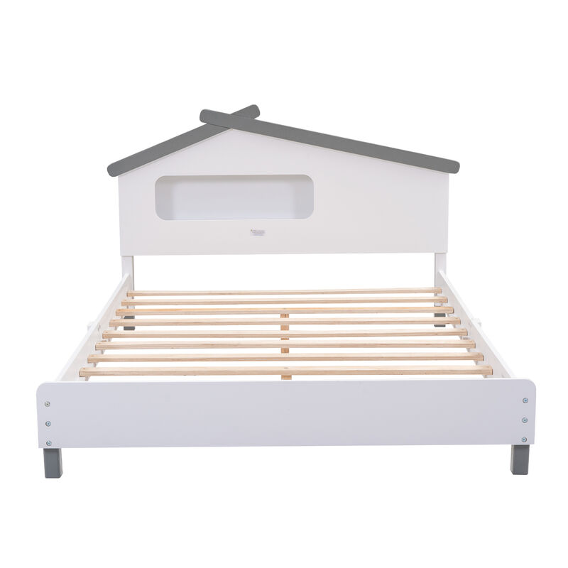 Streamdale House-Shaped Wood Bed with Night Lights