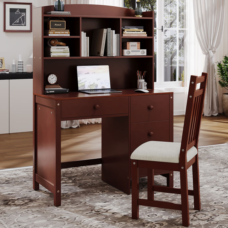 Merax Home Executive Desk and Upholstered Chair Set