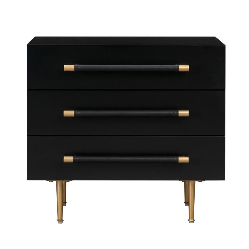 Belen Kox Noir Modern 2 Drawer Nightstand, Belen Kox