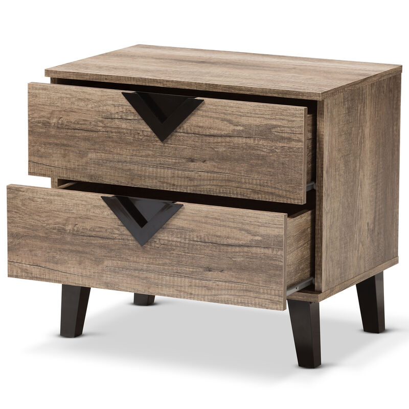 Baxton Studio Swanson Modern And Contemporary Light Brown Wood 2 Drawer Nightstand