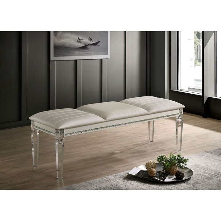 Solid Wood Bench with Crystal Accent