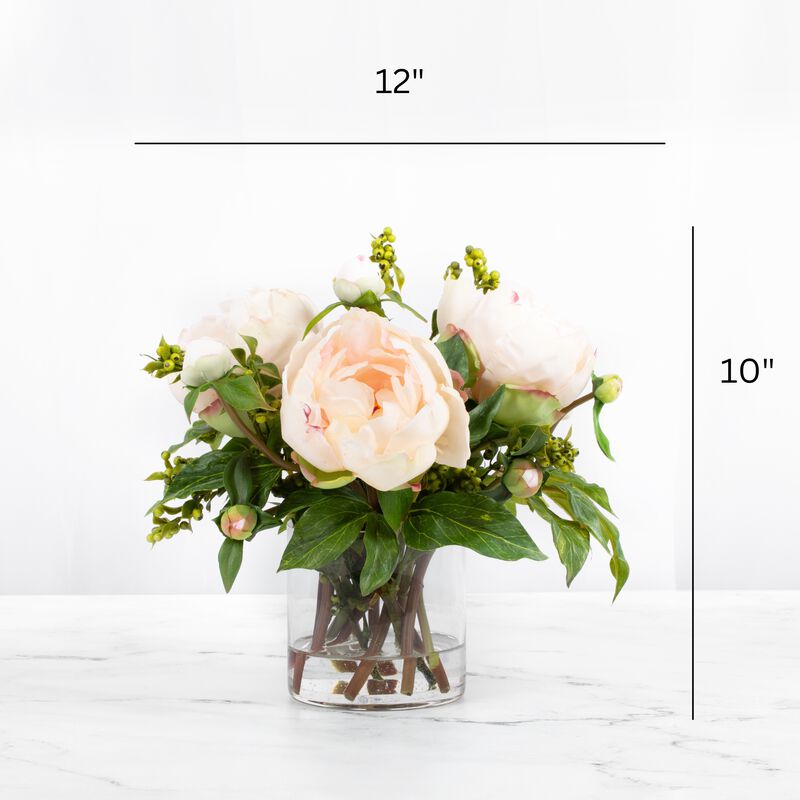 Faux peony arrangement in vase