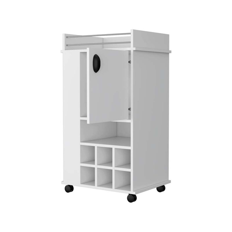 Allandale 1-Door Bar Cart With Wine Rack And Casters