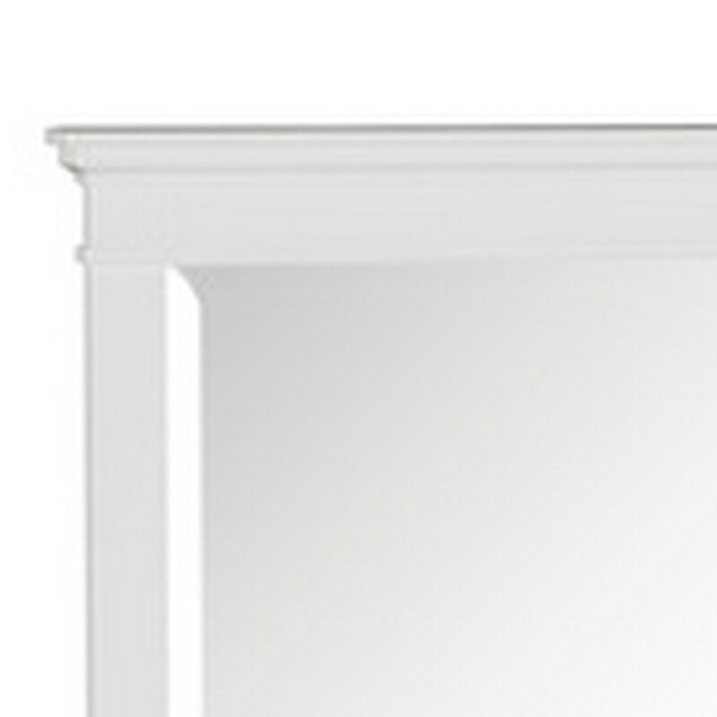 Candy 43 Inch Classic Accent Mirror, Rustic Minimalist Design, Crisp White-Benzara
