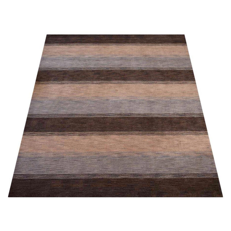 RUGSOTIC CARPETS HAND KNOTTED LOOM WOOL ECO-FRIENDLY AREA RUGS  - 6'x9', Rectangle, Brown Beige Color, Contemporary Modern Design, High Pile Thick Handmade Anti Skid Rugs for Living Room (L00206)