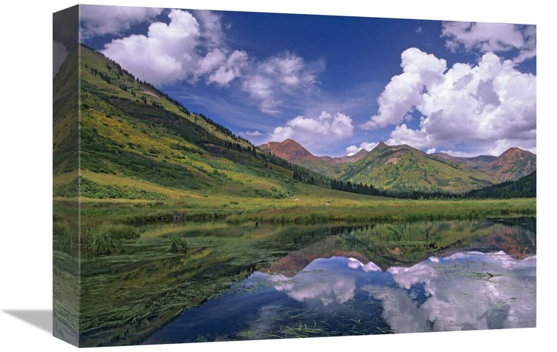 Ruby Range reflected in lake Gunnison National Forest, Colorado-Canvas Art-16x12