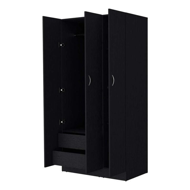 Augusta 3-Door Wardrobe With Hanging Rod Black