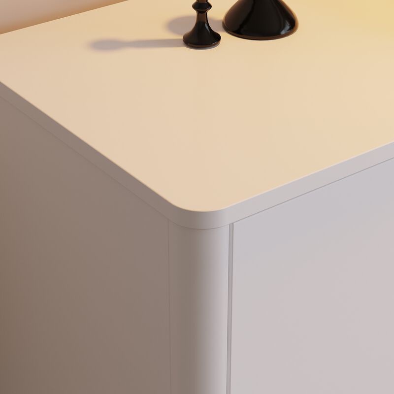 FUFU&GAGA Modern White Cabinet – 3 Doors, 1 Drawer, Arched Design, MDF Living Room Storage Cabinet (47.2" W x 13.7" D x 33.5" H), White