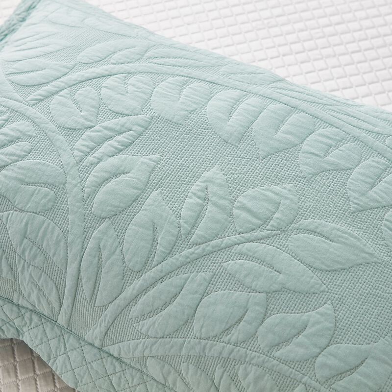 MarCielo 2 Piece 100% Cotton Quilted Pillow Shams Embroidered Farmhouse