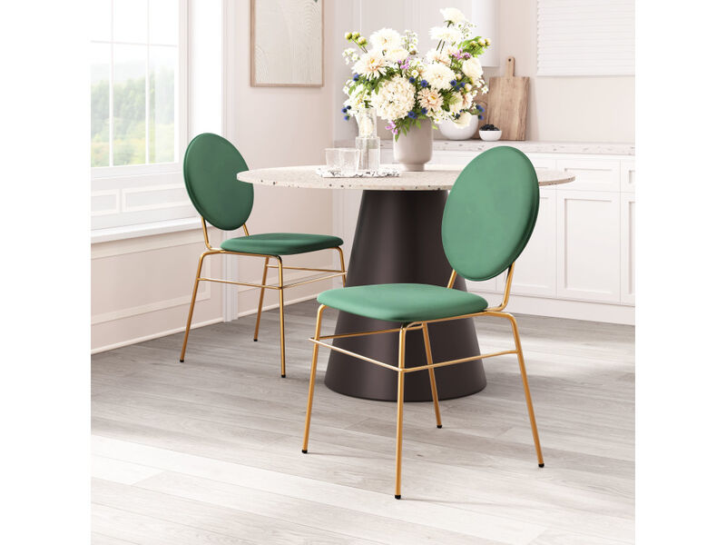Odessa Dining Chair (Set of 2) Green & Gold