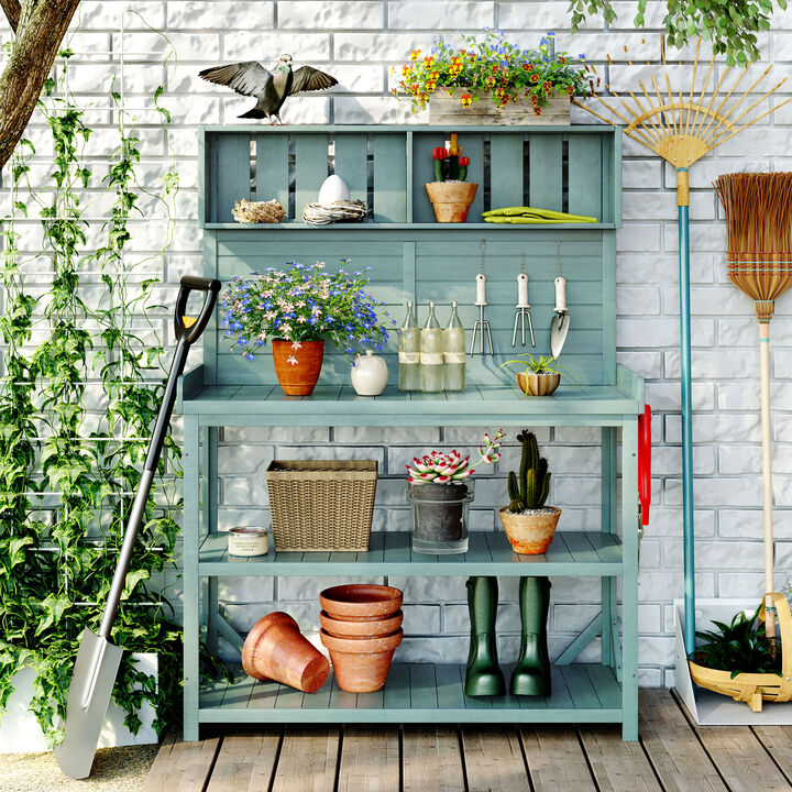 Merax Wooden Farmhouse Rustic Outdoor Potting Bench Table