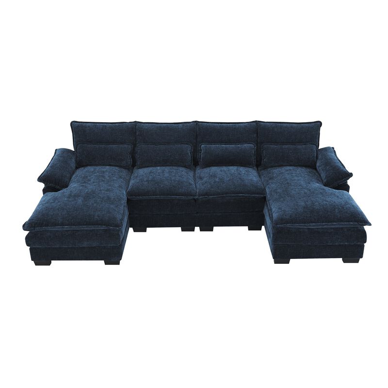 MONDAWE Modern U-shaped Sectional Sofa with Waist Pillows,6-seat Upholstered Symmetrical Sofa Furniture,Sleeper Sofa Couch with Chaise Lounge for Living Room,Apartment