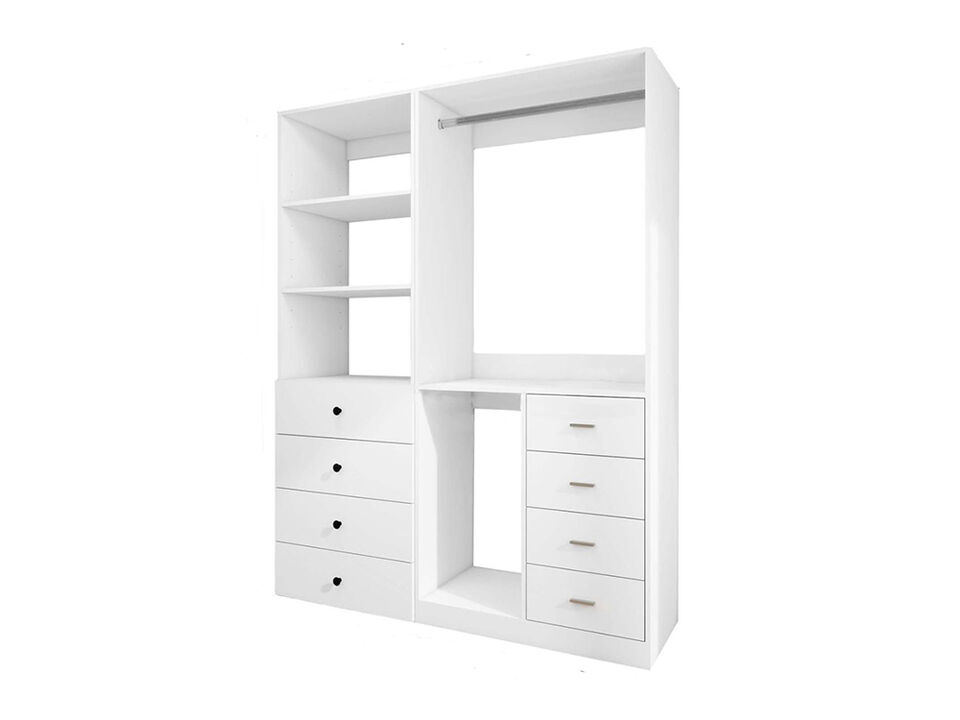 Closet Organizer System with 8 Drawers,Walk in Closet with Hanging Rail for Bedroom