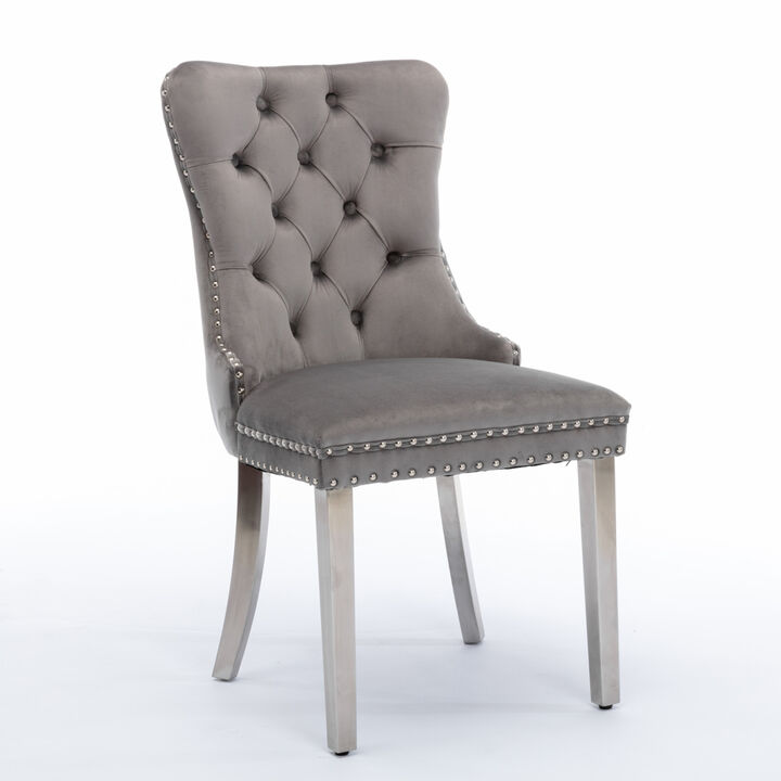 Contemporary Velvet Dining Chair Set Of 2