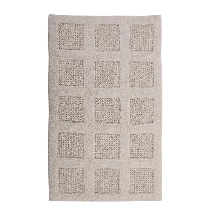 Knightsbridge Square Honeycomb 100% Cotton Reversible Bath Rug 17 X 24 Ivory