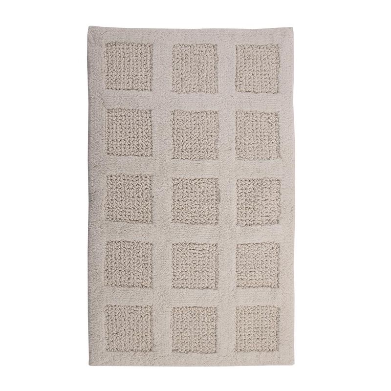 Knightsbridge Square Honeycomb 100% Cotton Reversible Bath Rug 17 X 24 Ivory
