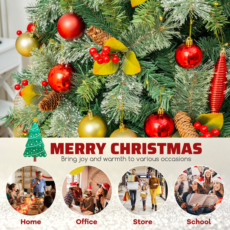 Pre-Lit Artificial Christmas Tree with PVC and Pine Needles