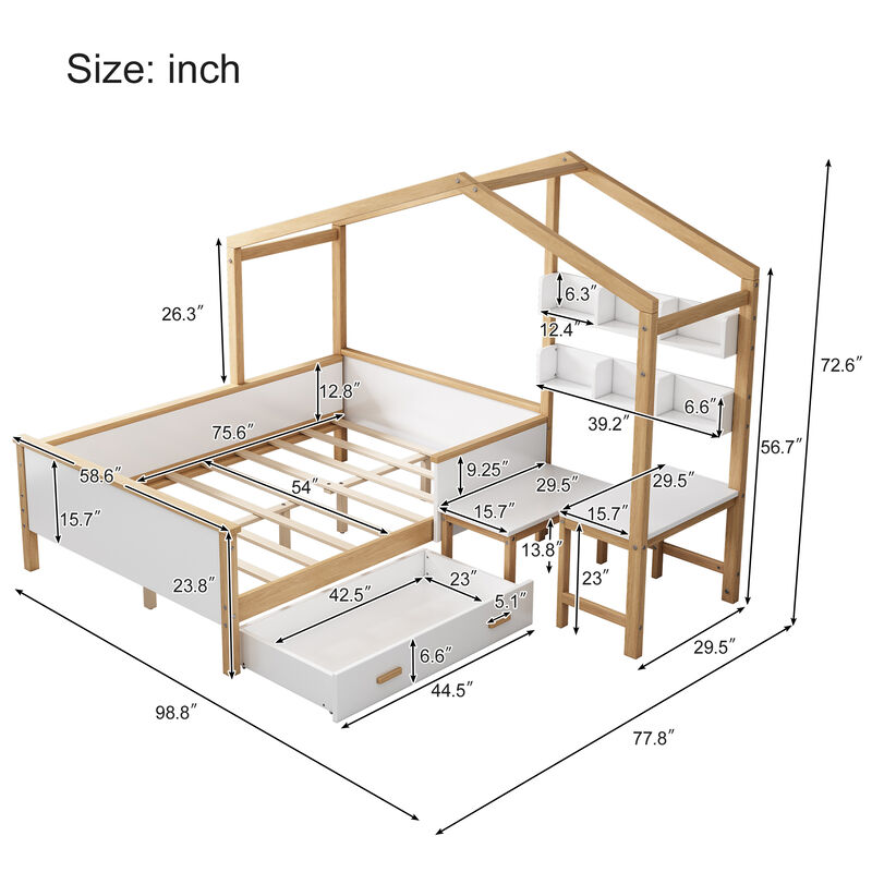 Merax Wooden House Bed Frame with Drawer