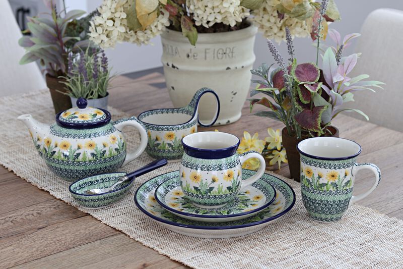 Blue Rose Polish Pottery Mosaic Beach Large Coffee Mug