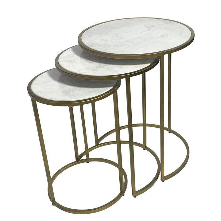 Carolina Living Serena Nesting Tables - White Marble - Industrial