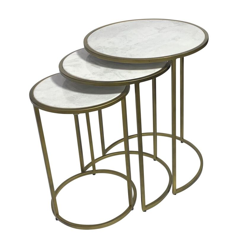 Carolina Living Serena Nesting Tables - White Marble - Industrial